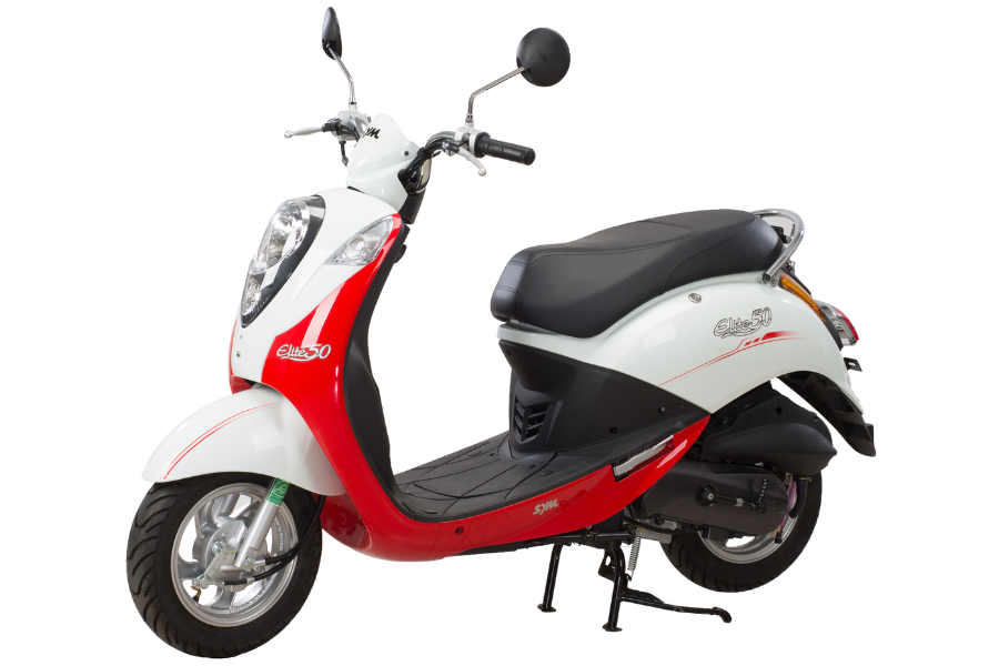 Xe Tay Ga 50cc Elite SYM màu Trắng Đỏ/Trắng Xanh