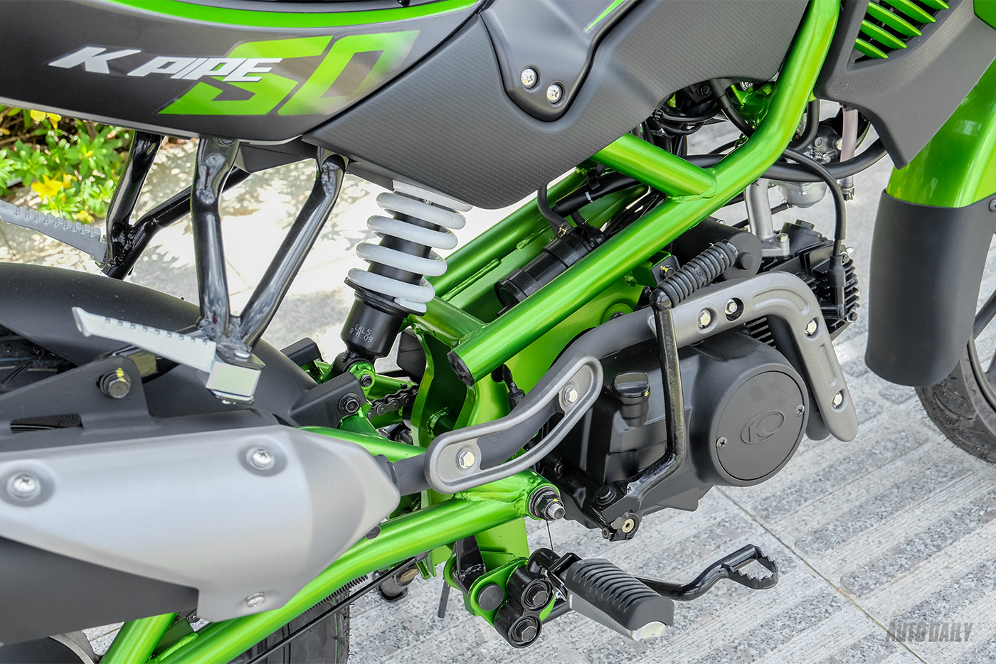 Động cơ xe Kymco K - Pipe 50 với thiết kế mạnh mẽ, độc đáo