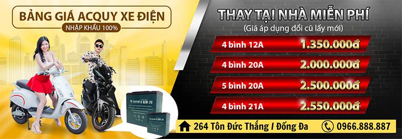 bảng giá thay acquy xe điện tại Thế Giới Xe Điện