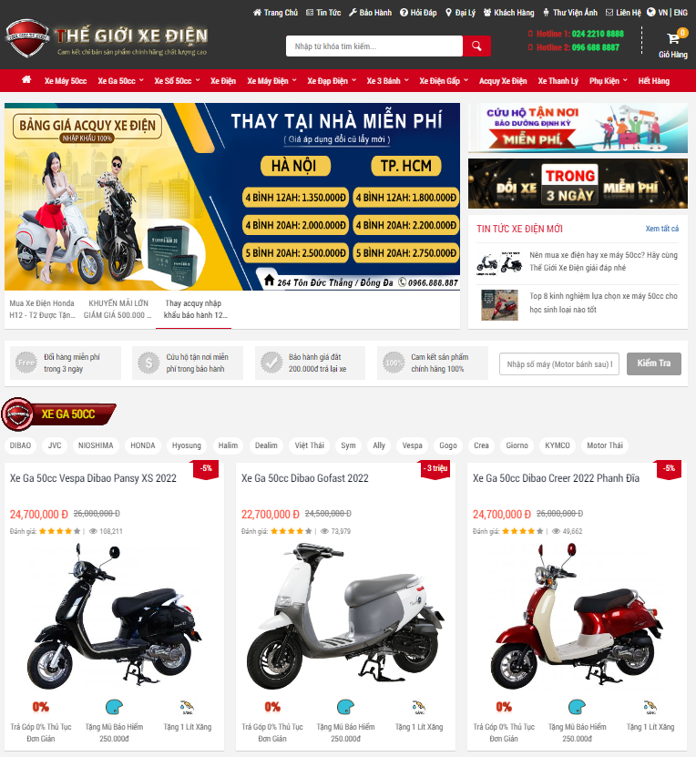 bảng giá Thế Giới Xe Điện