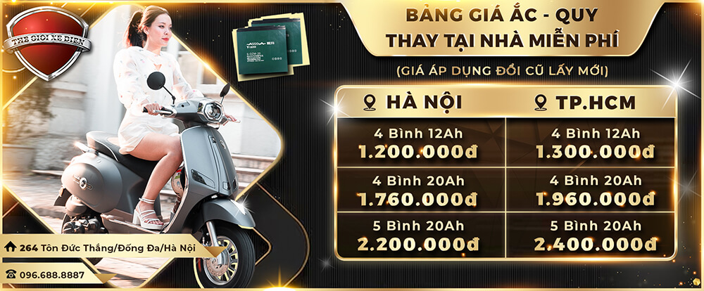 bảng giá thay acquy xe điện tại thế giới xe điện