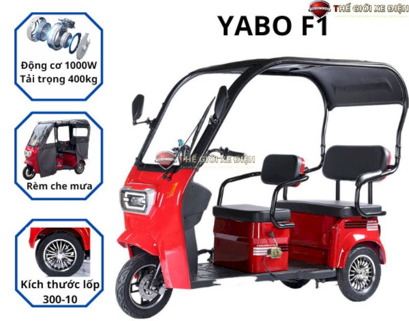 xe điện 3 bánh Yabo có mái che thế hệ mới