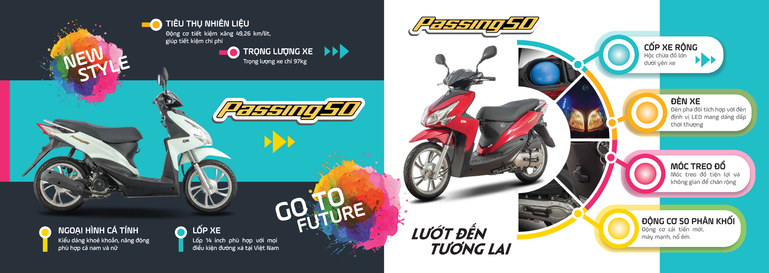 xe ga 50cc sym passing cao cấp