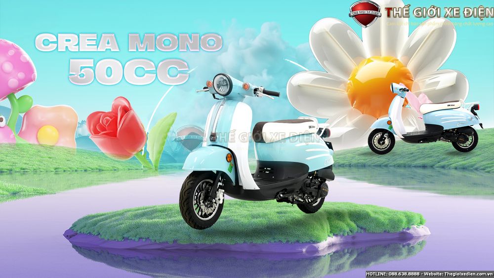 Nhỏ gọn thanh lịch với mẫu xe ga 50cc Dk Crea Mono