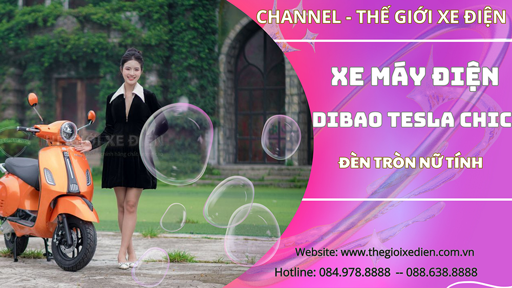 [Giới Thiệu] Xe Máy Điện Dibao Tesla Chic 2024 Đèn Tròn- 2 Phanh Đĩa