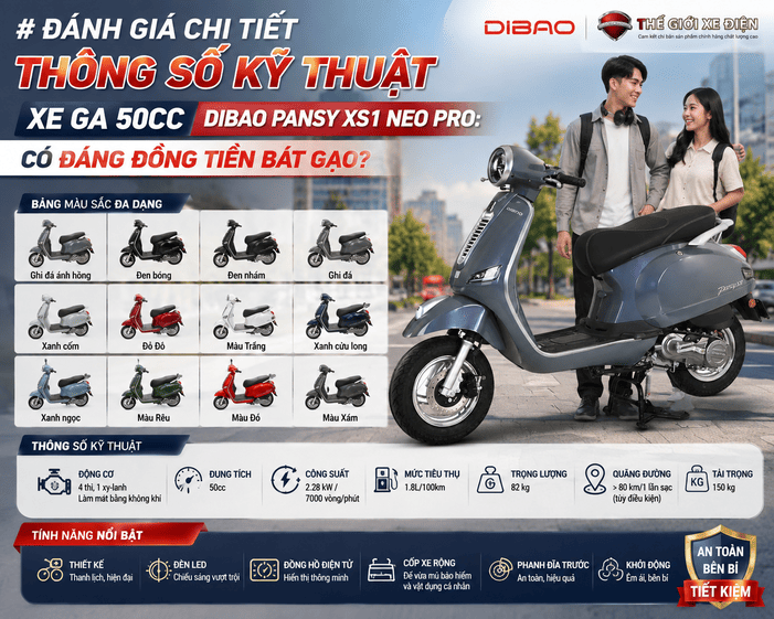 Xe Ga 50cc Dibao Pansy XS1 Neo Pro Chất Lượng Cao
