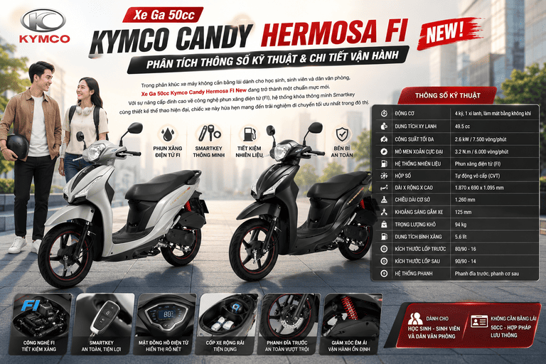 Xe Ga 50cc Kymco Candy Hermosa FI New