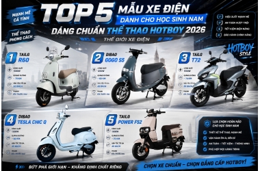 TOP 5 MẪU XE ĐIỆN DÀNH CHO HỌC SINH NAM DÁNG CHUẨN THỂ THAO HOTBOY 2026 - Thế Giới Xe Điện