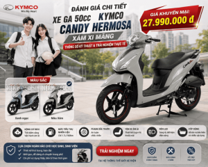 Xe Ga 50cc KYMCO Candy Hermosa Xám Xi Măng Đời Mới